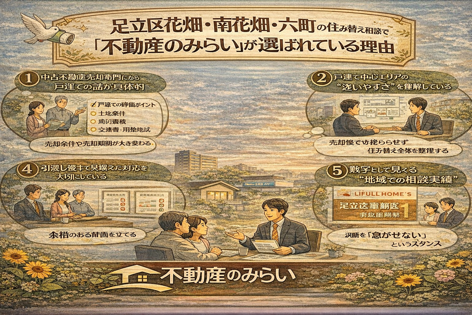 足立区花畑・南花畑・六町で不動産のみらいが選ばれている理由