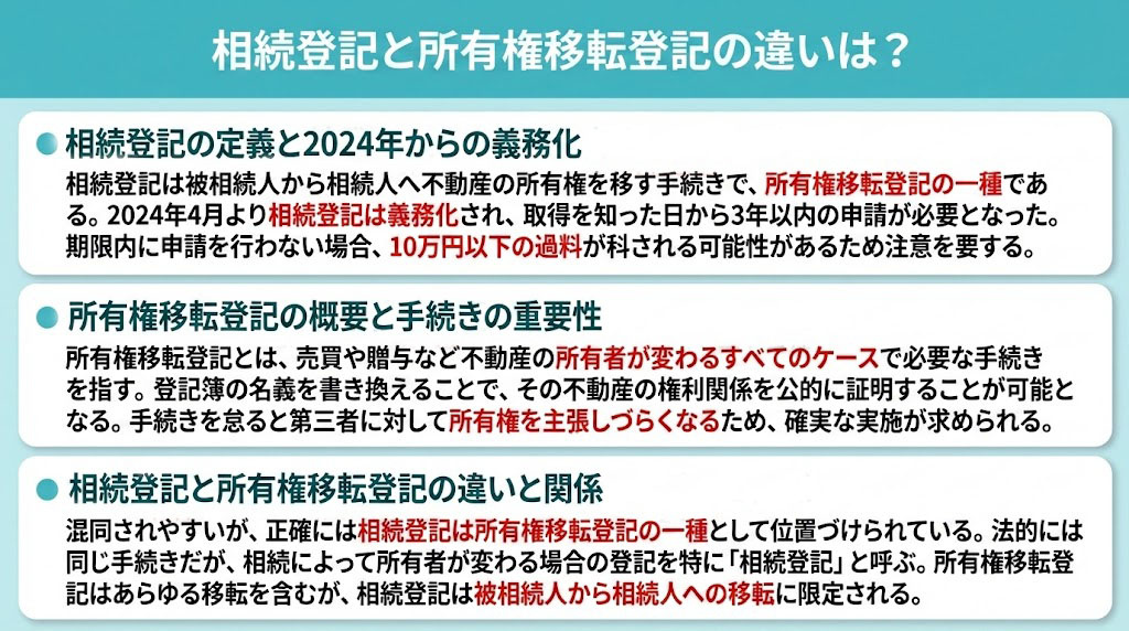 相続登記と所有権移転登記の違いは？