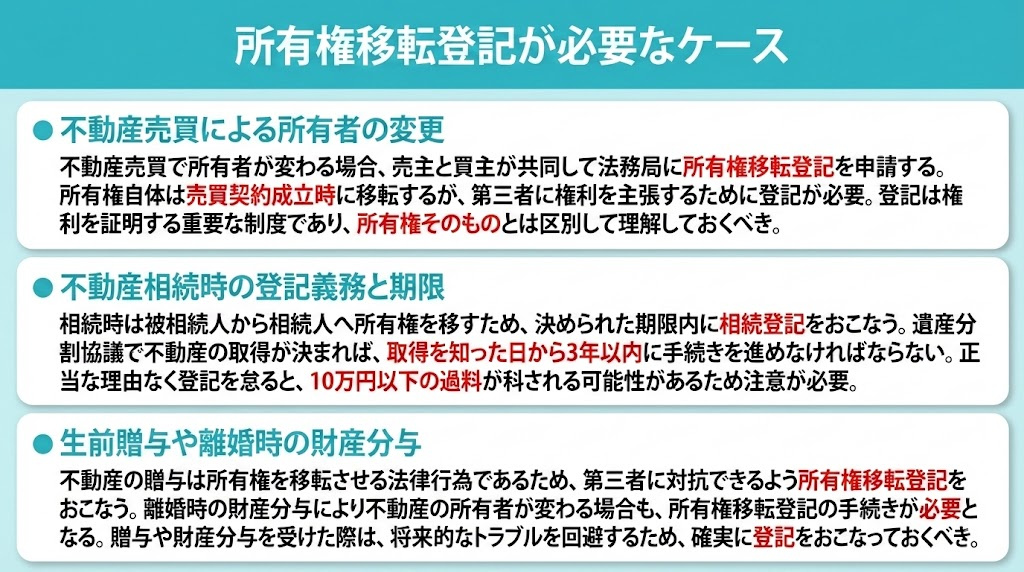 所有権移転登記が必要なケース