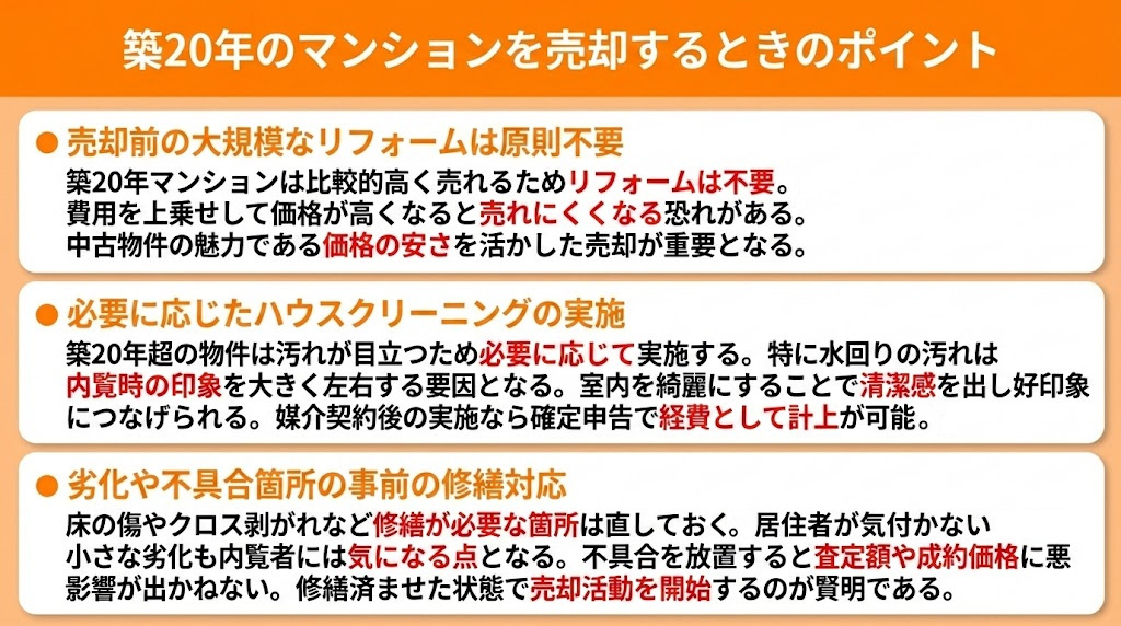 築20年のマンションを売却するときのポイント