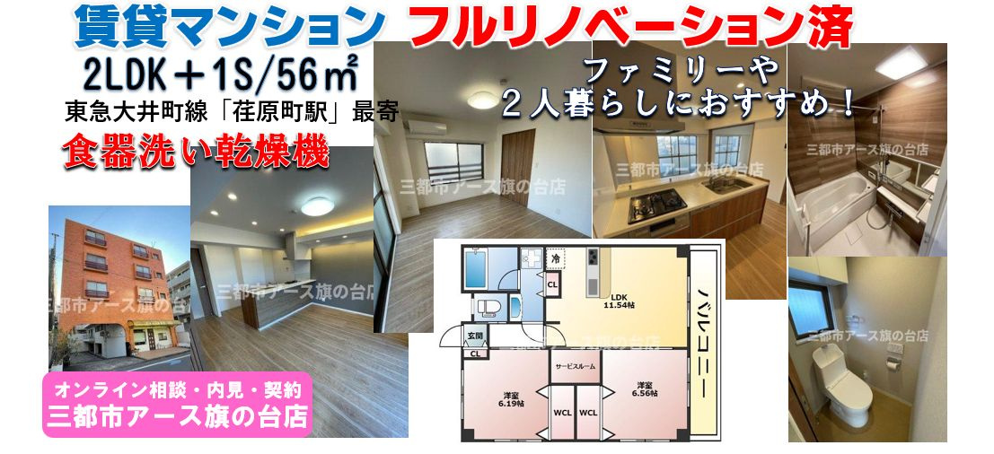 【リノベ物件】荏原町駅｜大田区北馬込の賃貸マンション2LDK＋1Sの画像