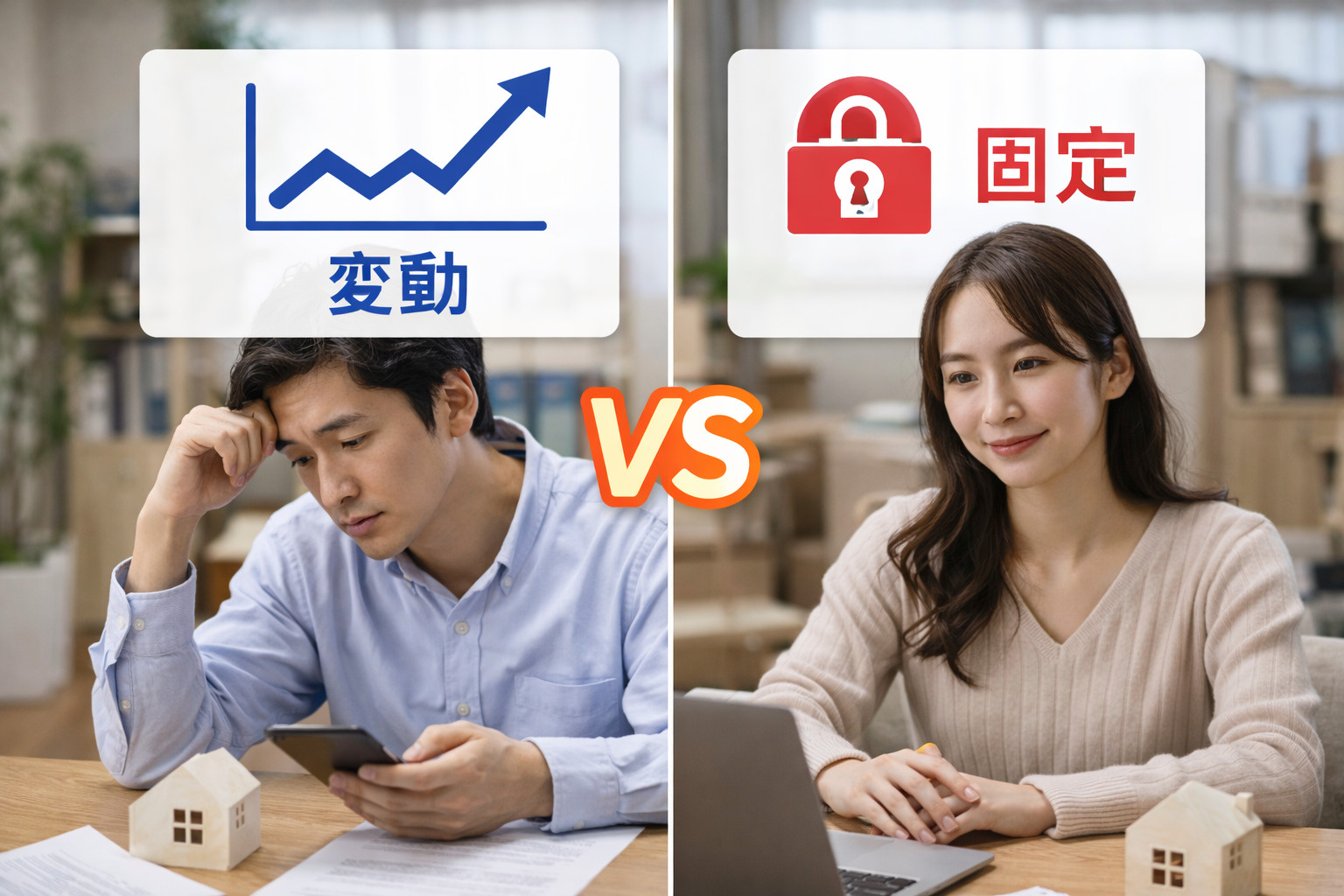 変動金利 vs 固定金利の画像