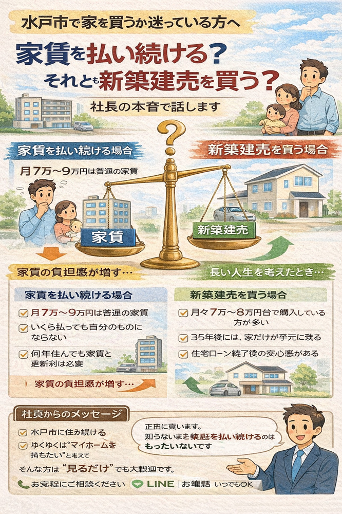 【水戸市で家を買うか迷っている方へ】の画像