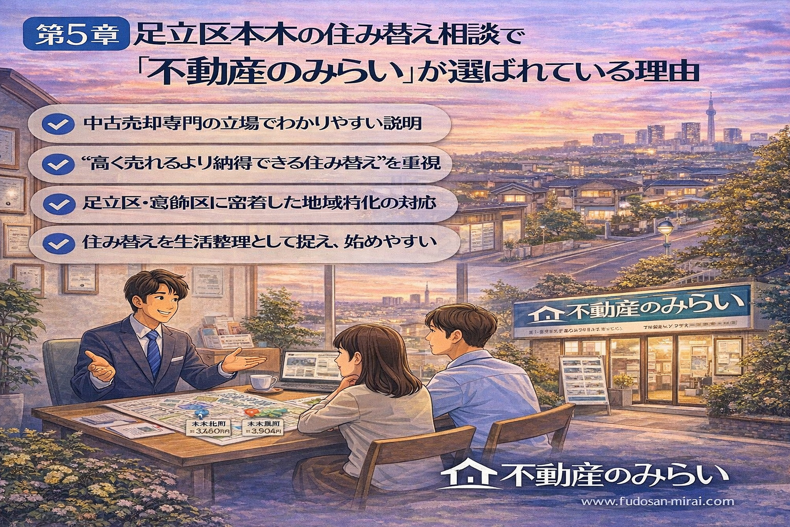 足立区本木の住み替え相談で不動産のみらいが選ばれる理由