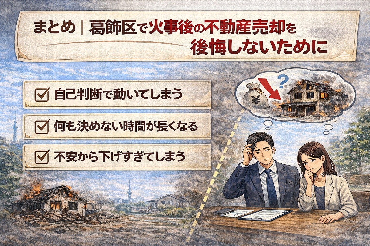 葛飾区で火事後の不動産売却を後悔しないための判断ポイント