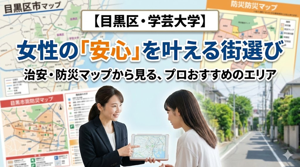 【目黒区・学芸大学】女性の「安心」を叶える街選び。治安・防災マップから見る、プロおすすめのエリアはココ！の画像