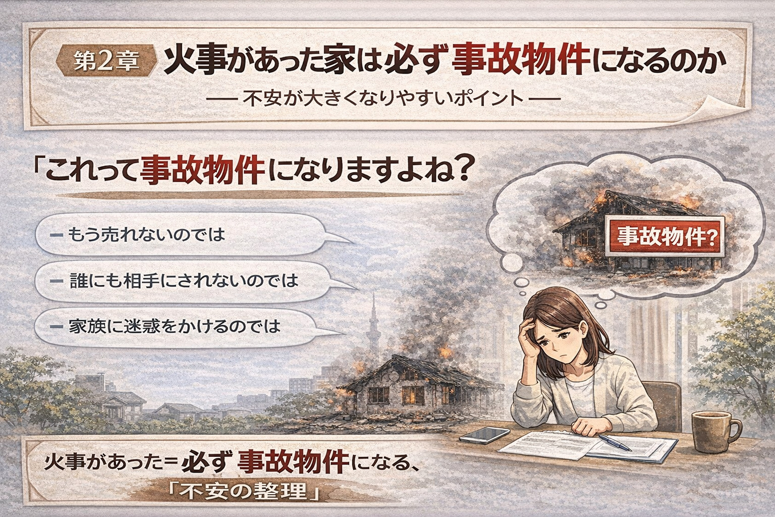 火事があった家が事故物件になるか不安に感じている方へ向けた解説