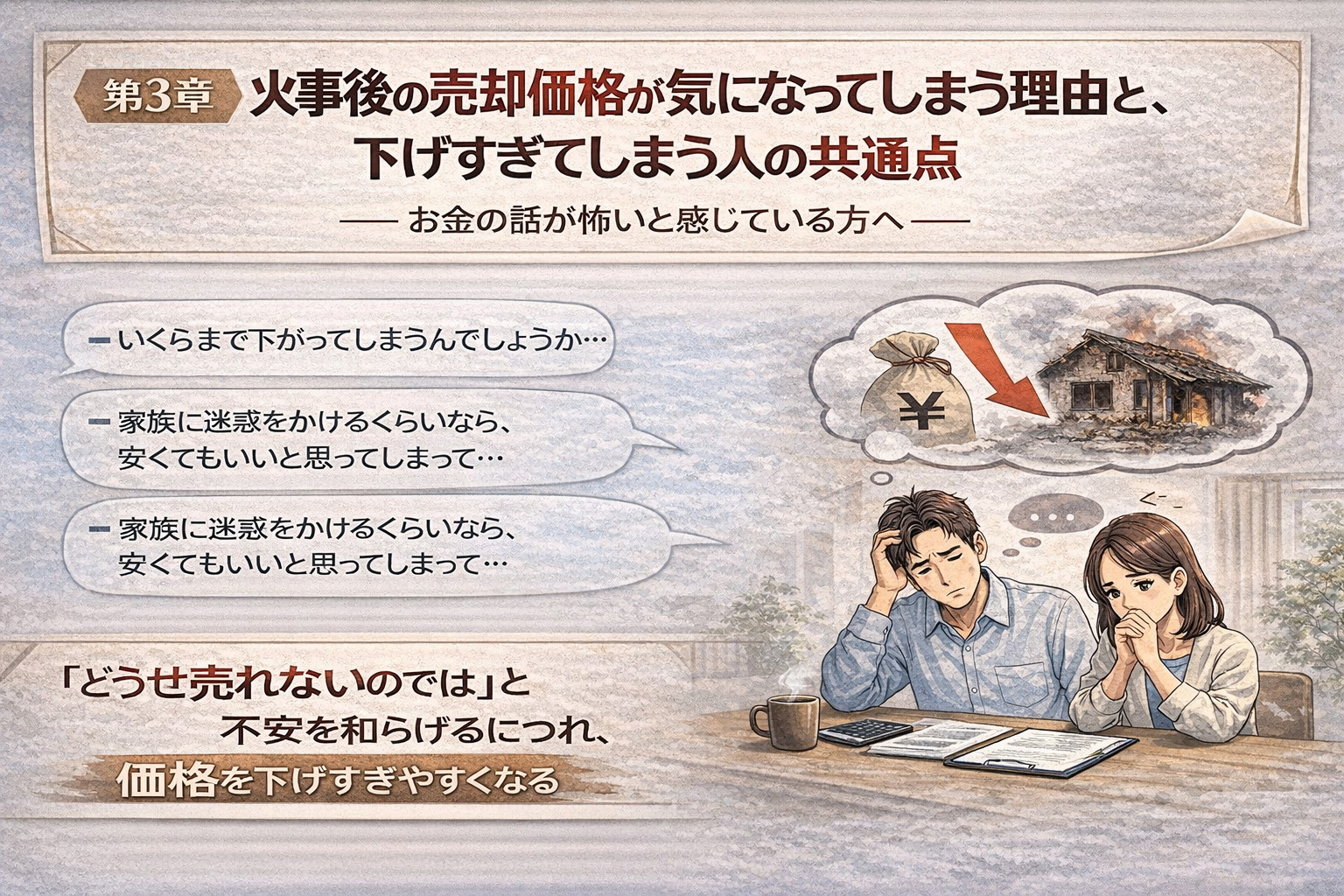 火事後の不動産売却価格が気になり下げすぎてしまう理由を足立区の相談事例で解説