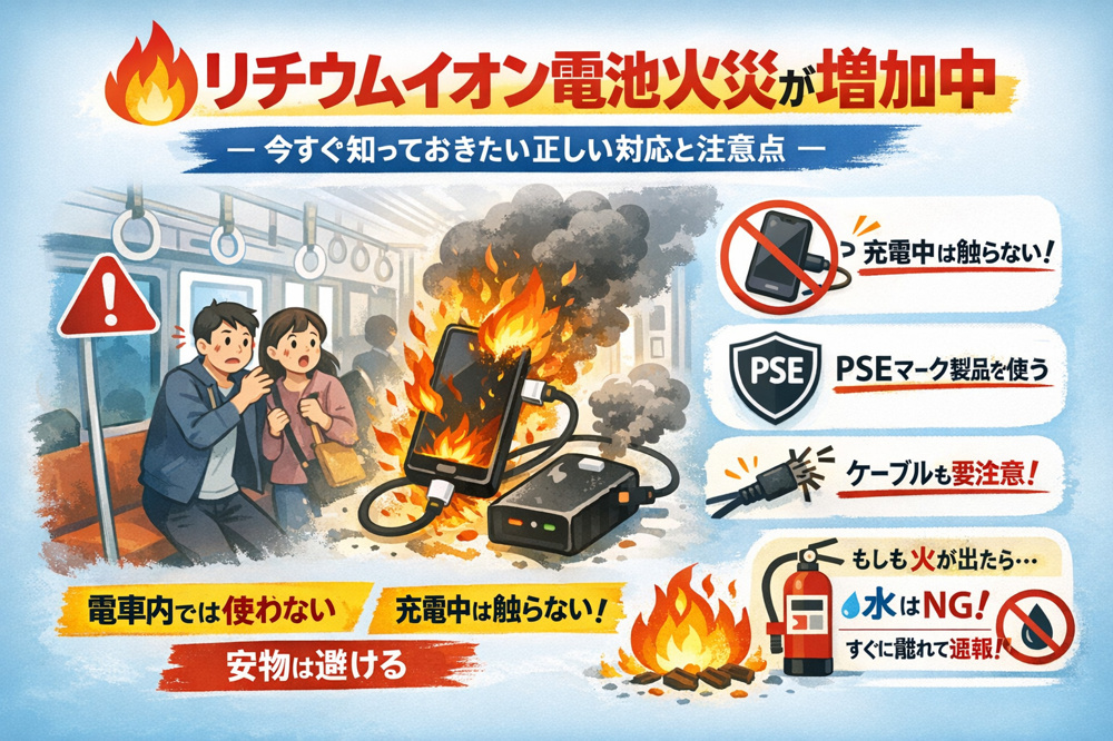 リチウムイオン電池火災が増加中 ！今すぐ知っておきたい正しい対応と注意点 の画像