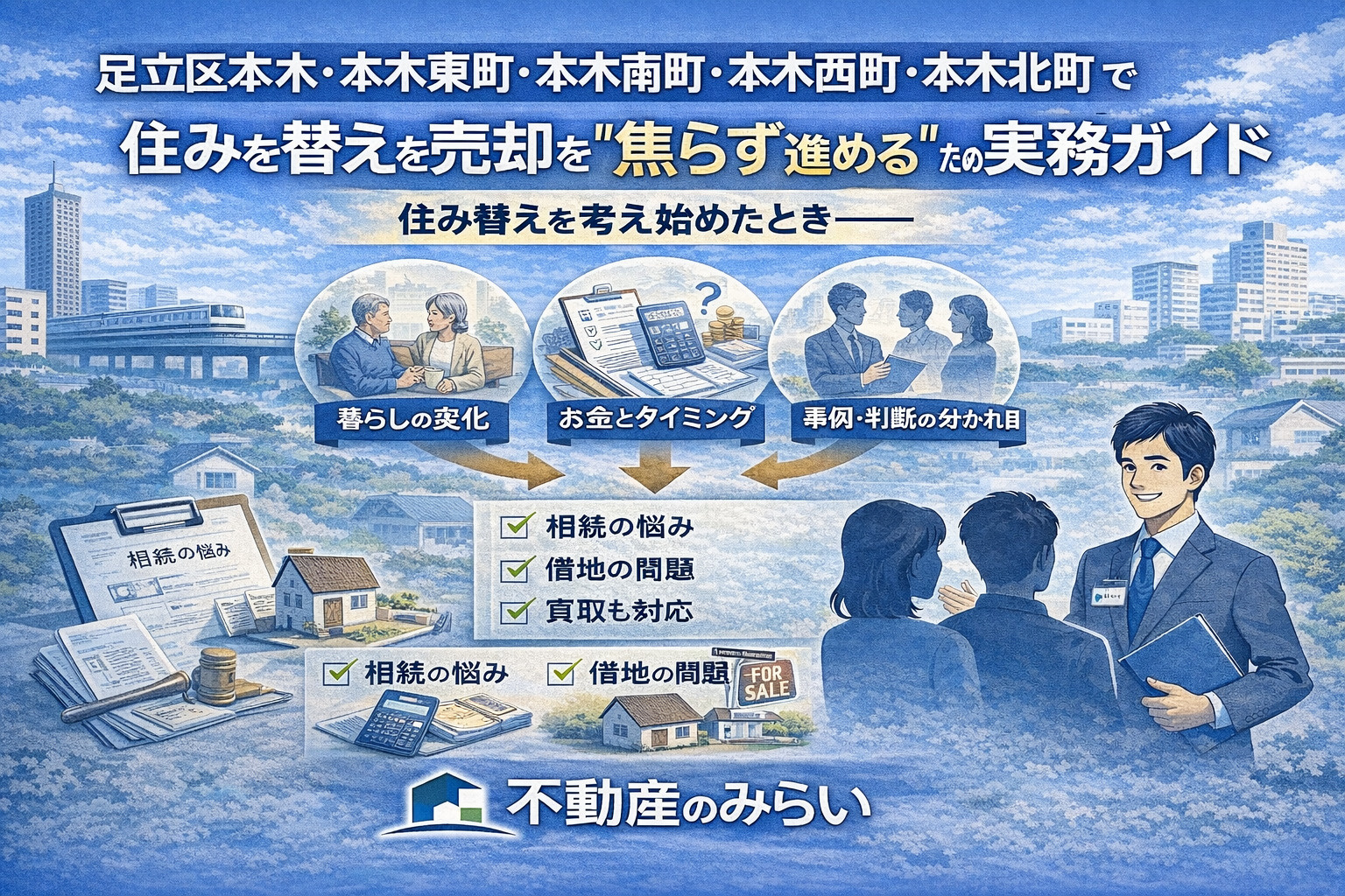 足立区本木・本木東町・本木南町・本木西町・本木北町で住み替えを考え始めたら──中古不動産売却を“焦らず進める”ための実務ガイドの画像