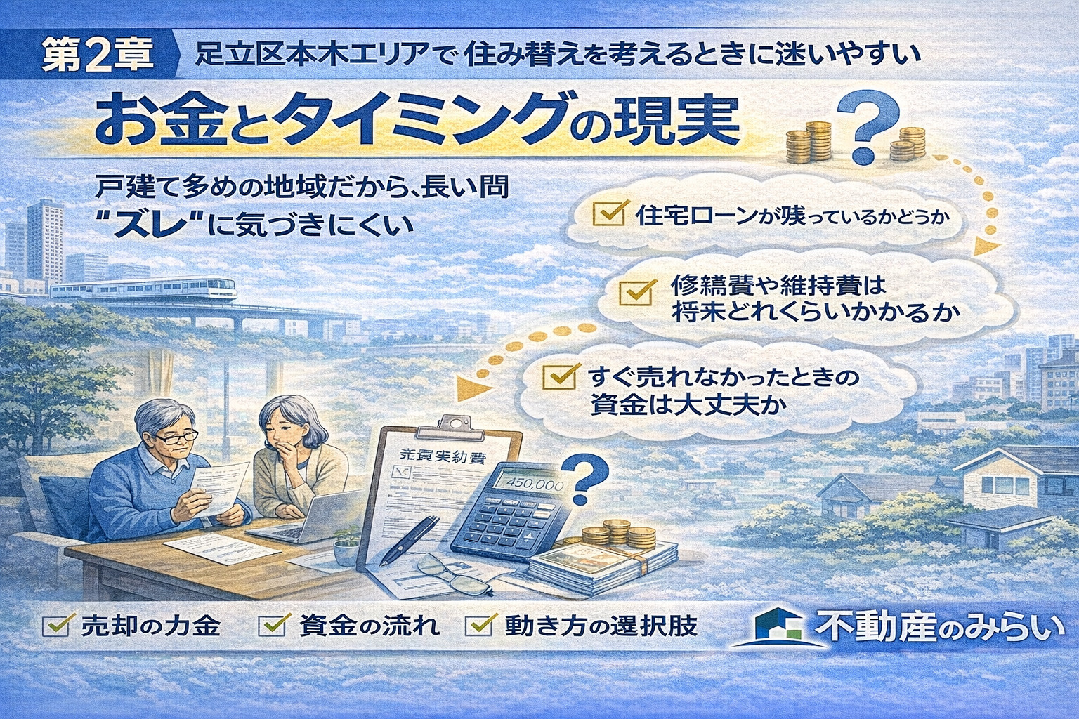 足立区本木エリアで住み替え時に迷いやすいお金とタイミングの考え方