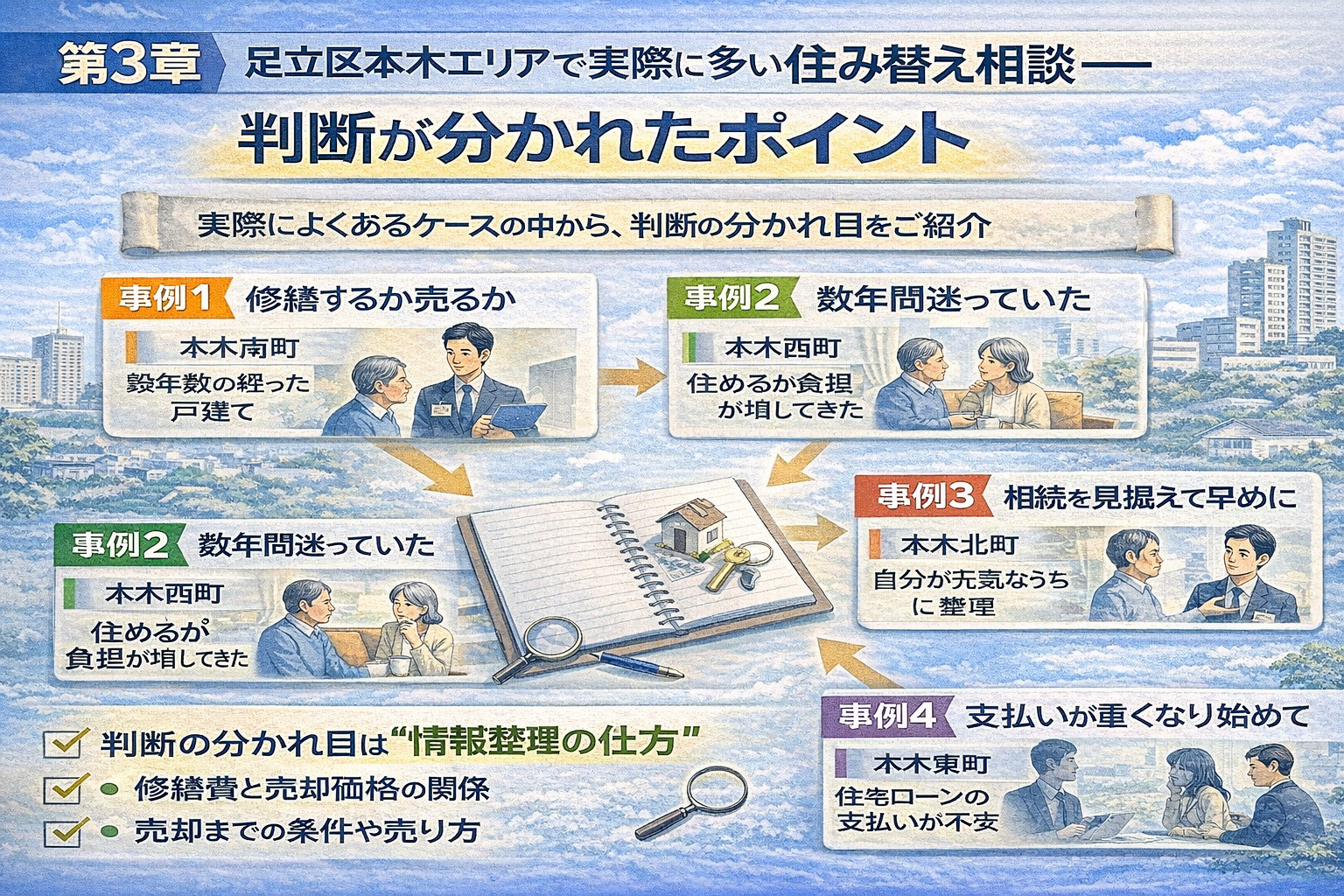 足立区本木エリアで実際に多い住み替え売却の相談事例
