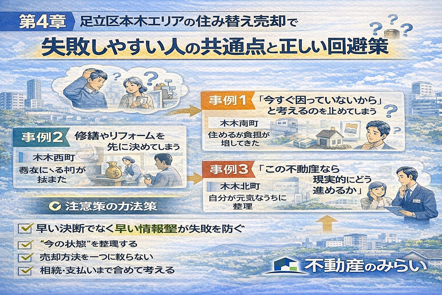足立区本木エリアの住み替え売却で失敗しやすいポイントと回避策
