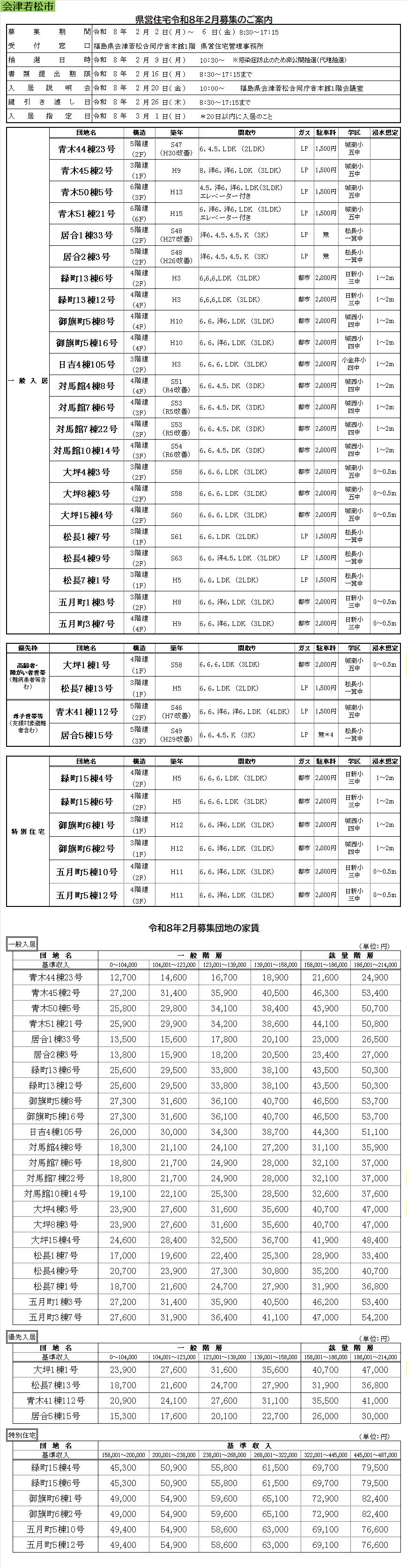 更新情報一覧｜会津若松市の浅沼産業株式会社 福島県会津地区県営住宅