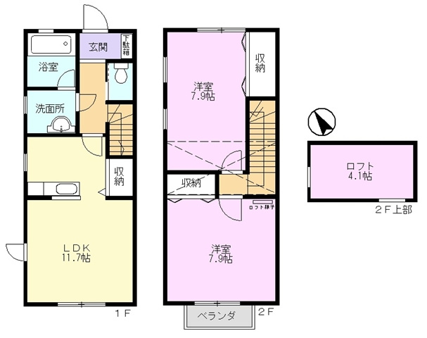 中津川市の賃貸アパート　LOHAS T1の間取り