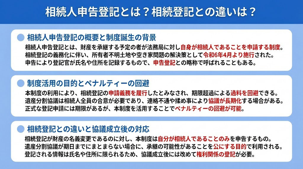 相続人申告登記とは？相続登記との違いは？