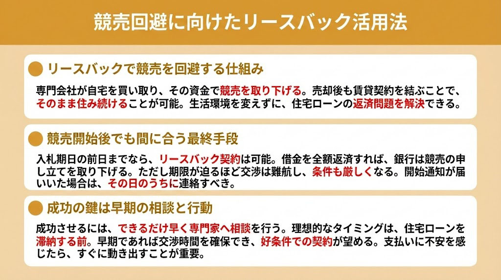 競売回避に向けたリースバック活用法