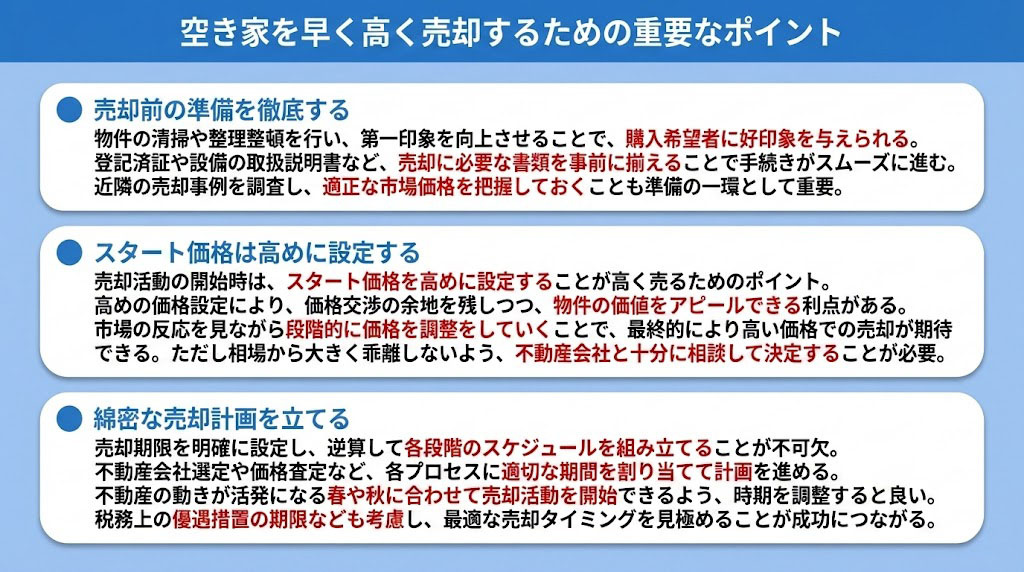 空き家を早く高く売却するための重要なポイント