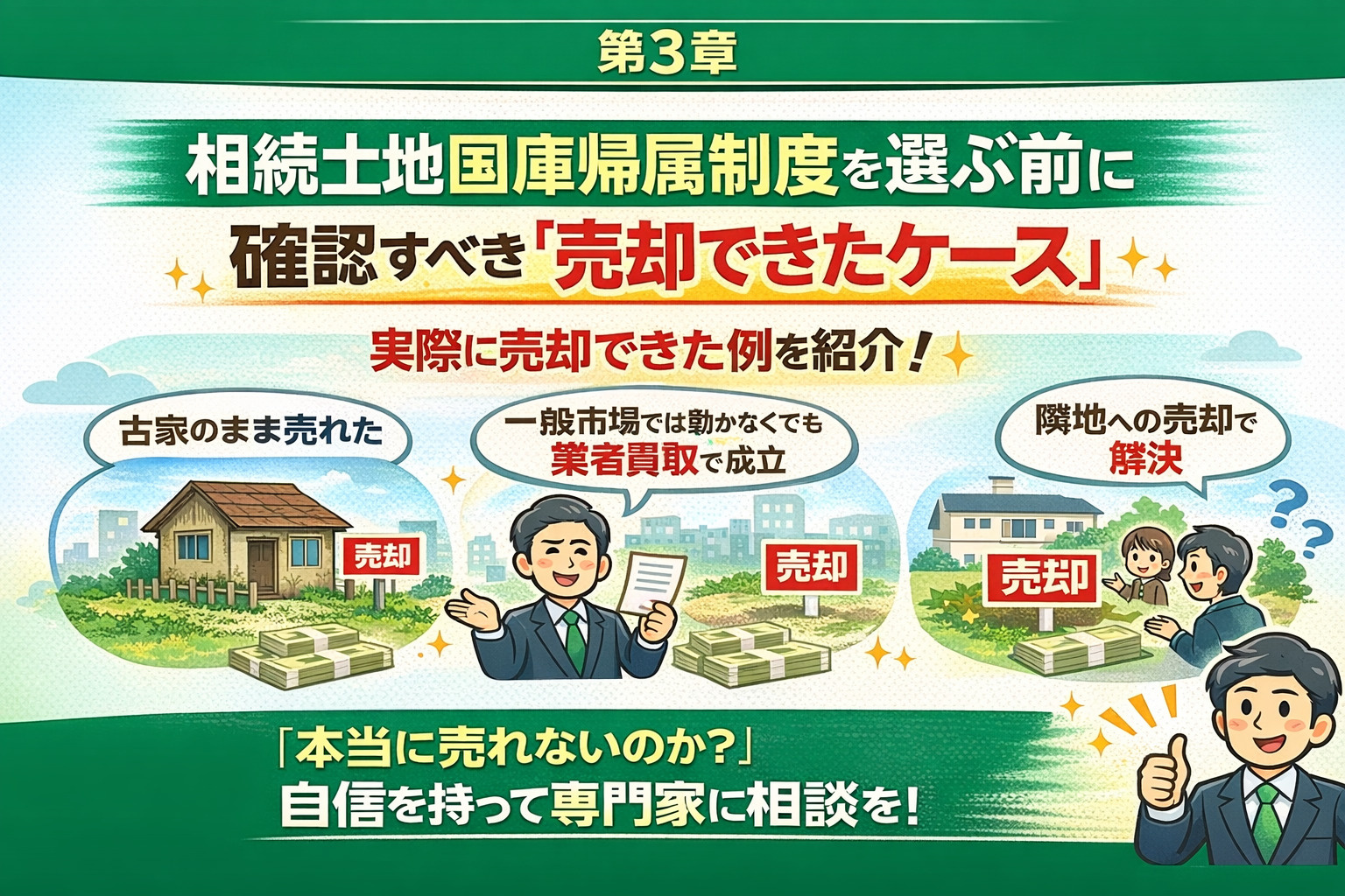 相続土地でも実際に売却できた事例やケースを紹介するイメージ