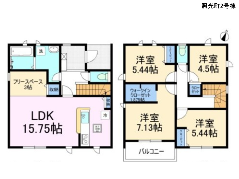 碧南市の新築住宅　照光町２号棟　間取図