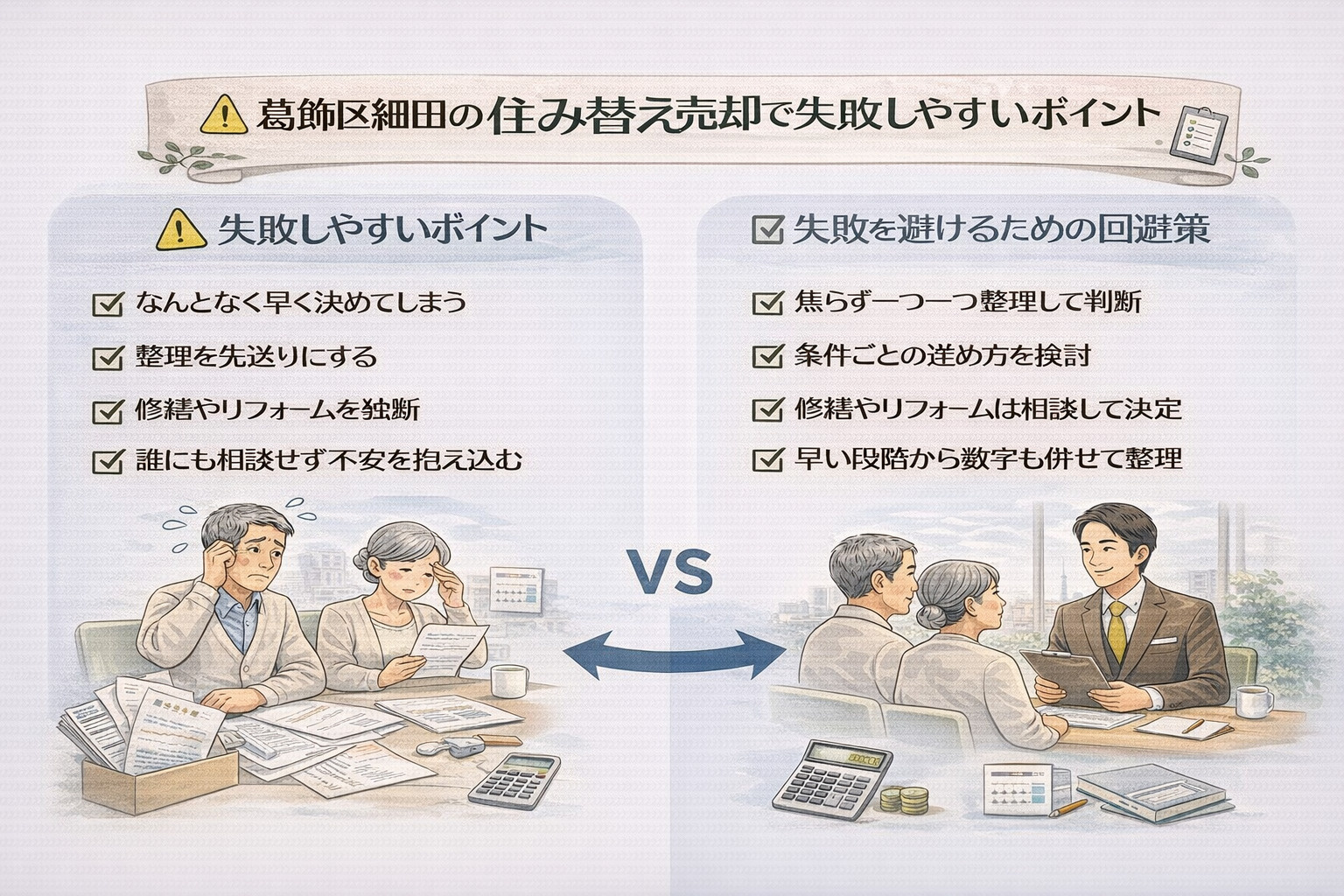 葛飾区細田の住み替え売却で失敗しやすいポイントと回避策