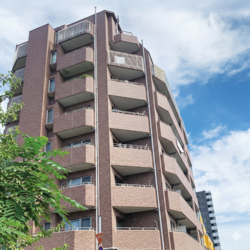 東武伊勢崎線「越谷」駅徒歩3分、全戸南向き・角地に建つ地上8階建て分譲マンションの画像