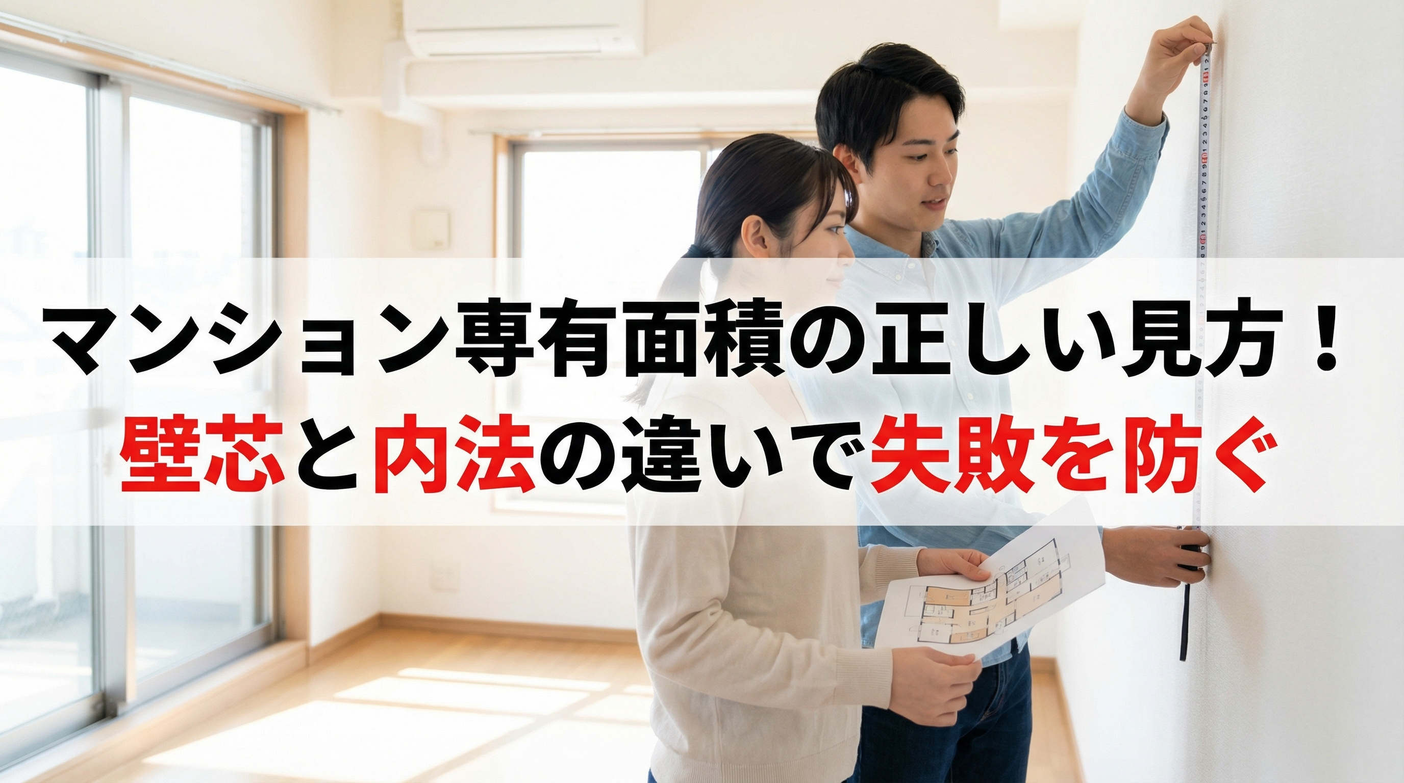 マンション専有面積の正しい見方！壁芯と内法の違いで失敗を防ぐの画像