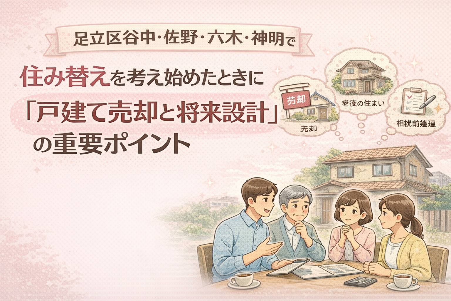足立区谷中・佐野・六木・神明で住み替えを考え始めたときに知っておきたい「戸建て売却と将来設計」の重要ポイントの画像