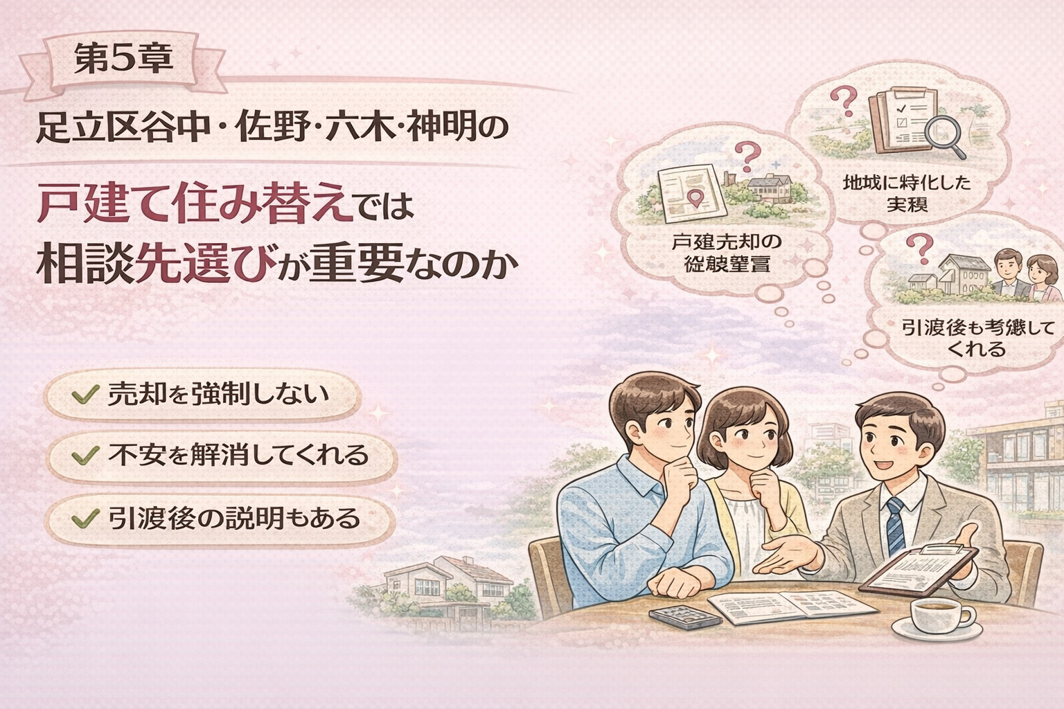 足立区谷中・佐野・六木・神明で戸建て住み替え相談先を選ぶ基準