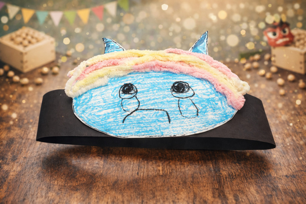 子ども手作り鬼のお面で節分！家で豆まきしたらまだ泣いている鬼がいた話の画像