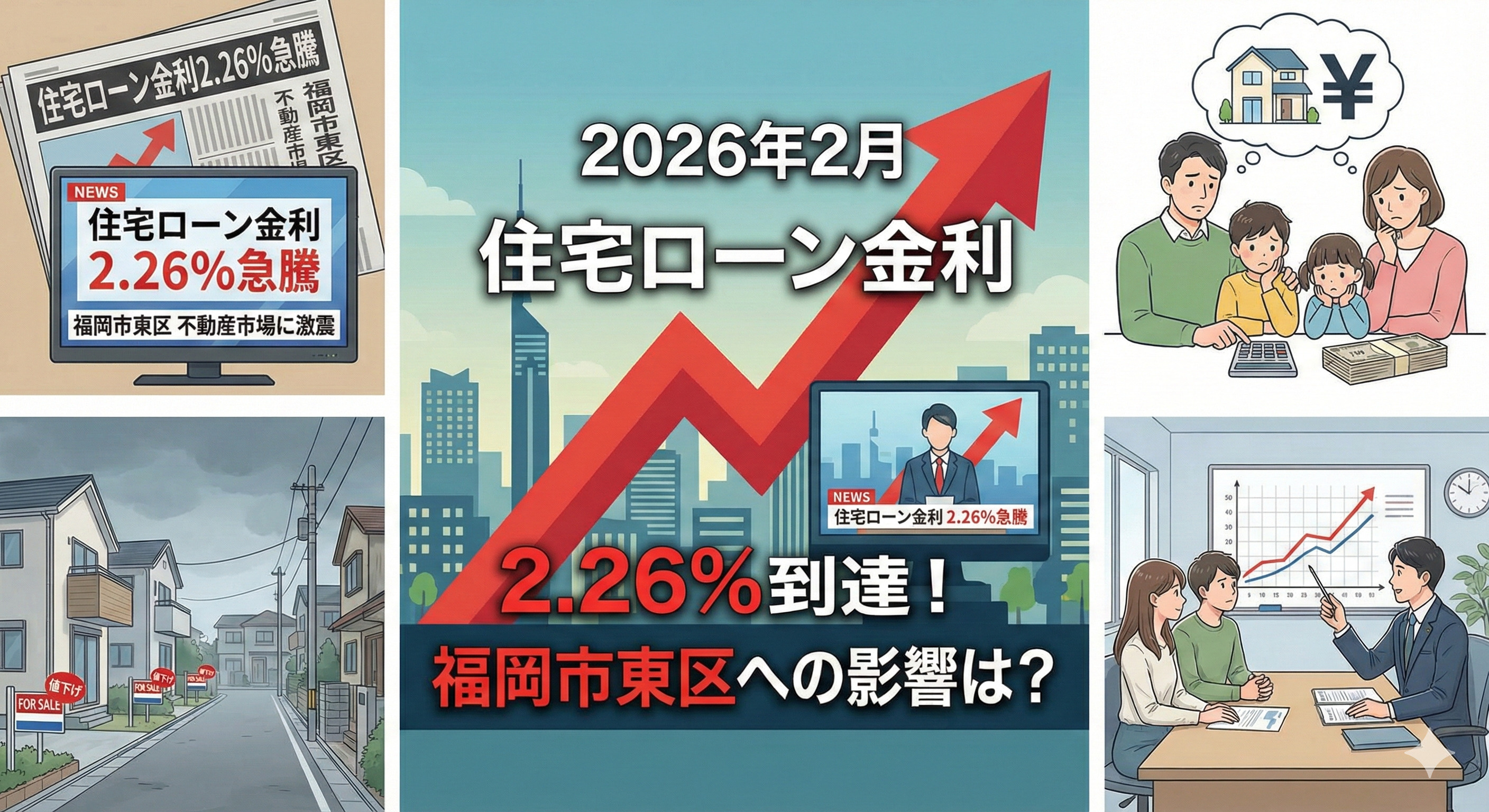 2026年2月住宅ローン金利2.26%到達！福岡市東区への影響は？の画像