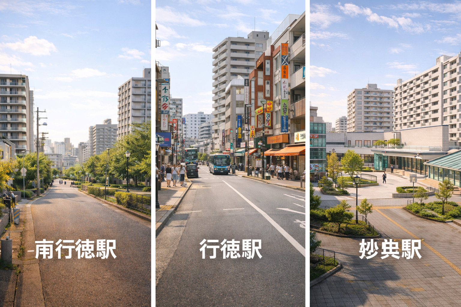「南行徳駅・行徳駅・妙典駅を住みやすさで比較」の画像