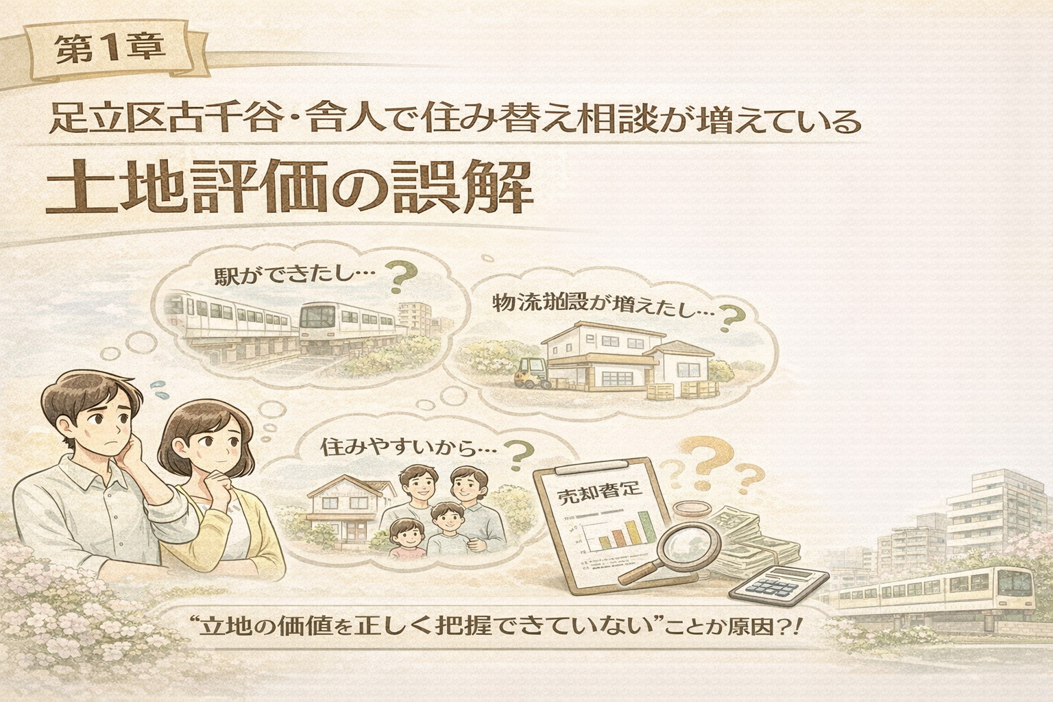 足立区古千谷で土地評価の誤解を解説するイメージ