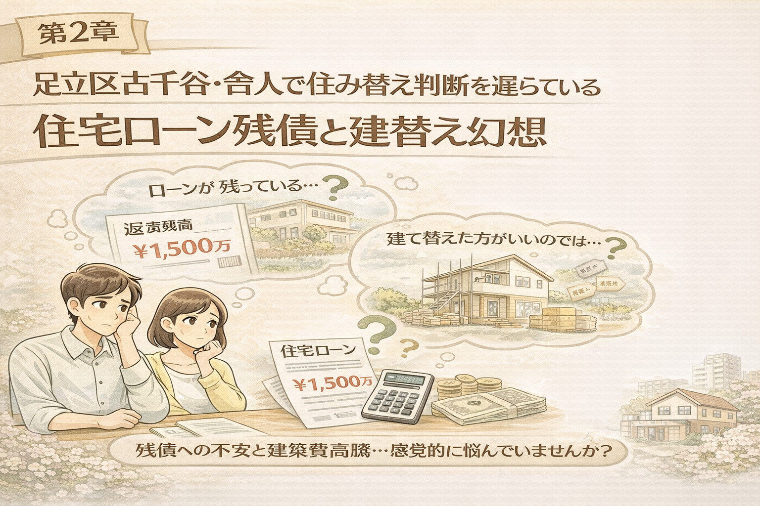 足立区舎人で住宅ローン残債と建替え比較の説明