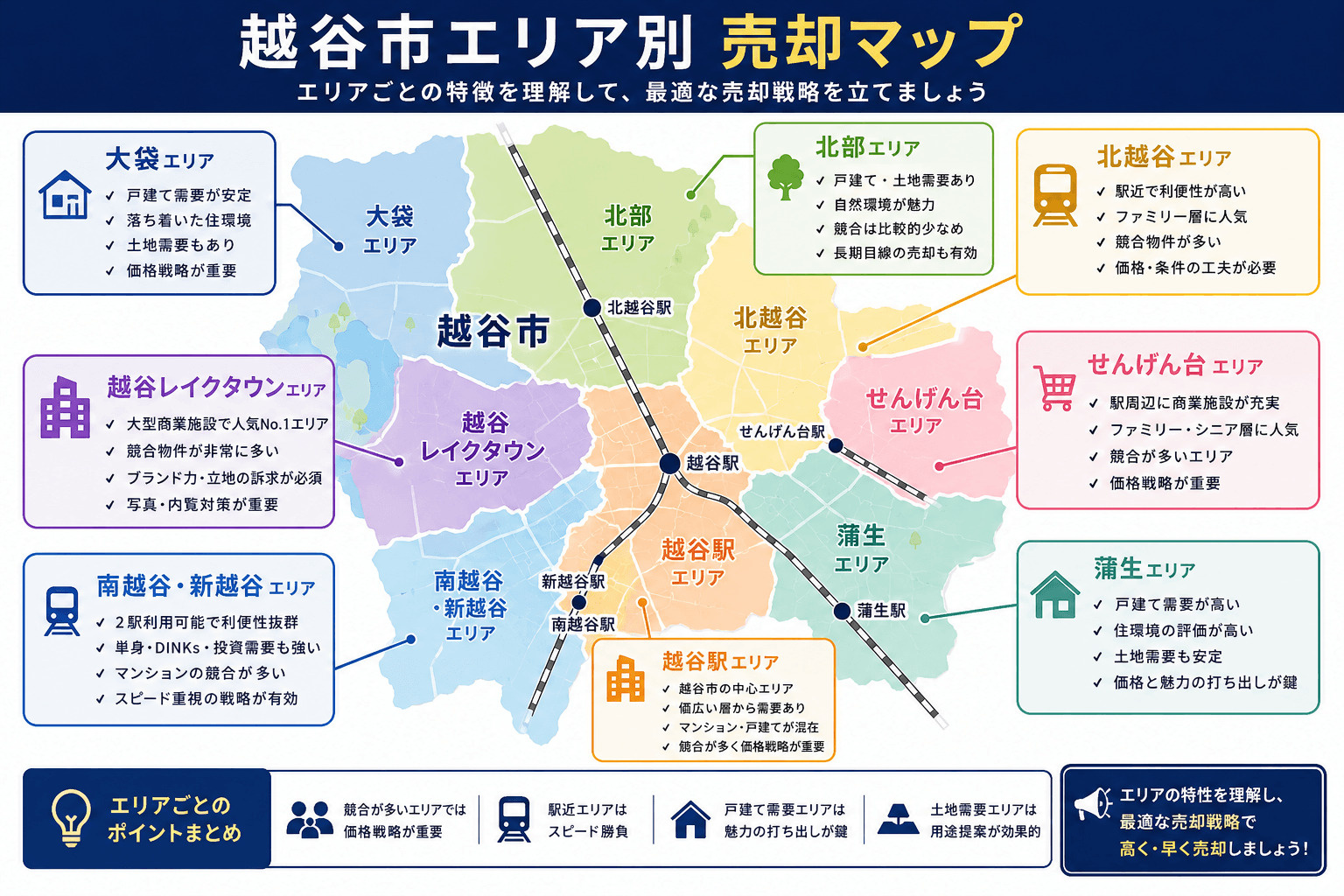 越谷市の不動産売却はエリアごと戦略が重要