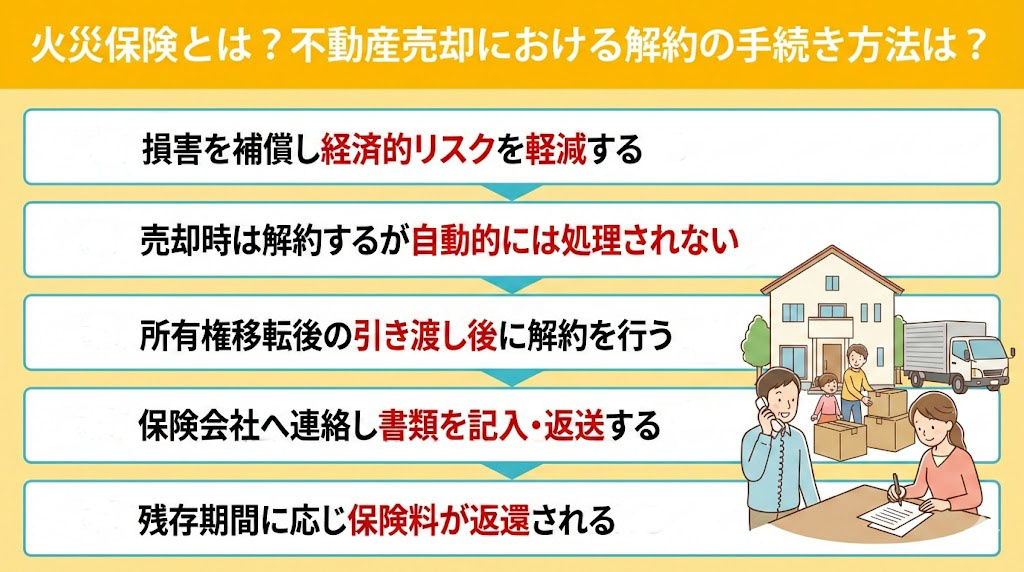 火災保険とは？不動産売却における解約の手続き方法は？