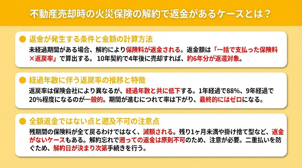 不動産売却時の火災保険の解約で返金があるケースとは？