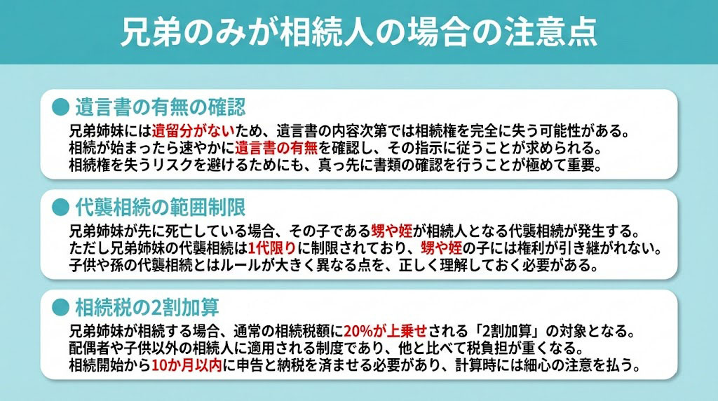 兄弟のみが相続人の場合の注意点