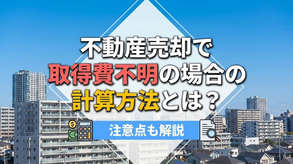不動産売却で取得費不明の場合の計算方法とは？注意点も解説