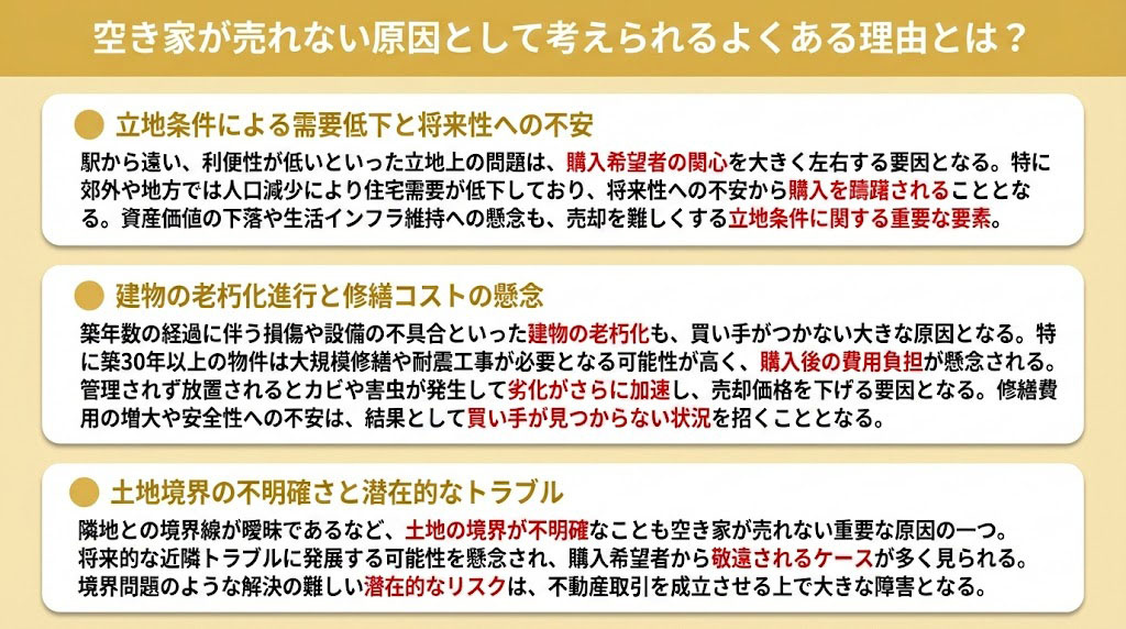 空き家が売れない原因として考えられるよくある理由とは？