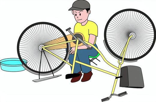 自転車のチューブ交換の画像