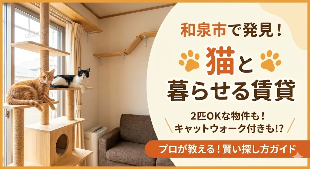 和泉市で猫2匹可能な賃貸を探すには？猫2匹OKの物件選びのポイントも解説の画像