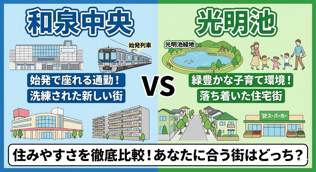 和泉中央と光明池の住みやすさを比較！生活環境やアクセスの違いも紹介の画像