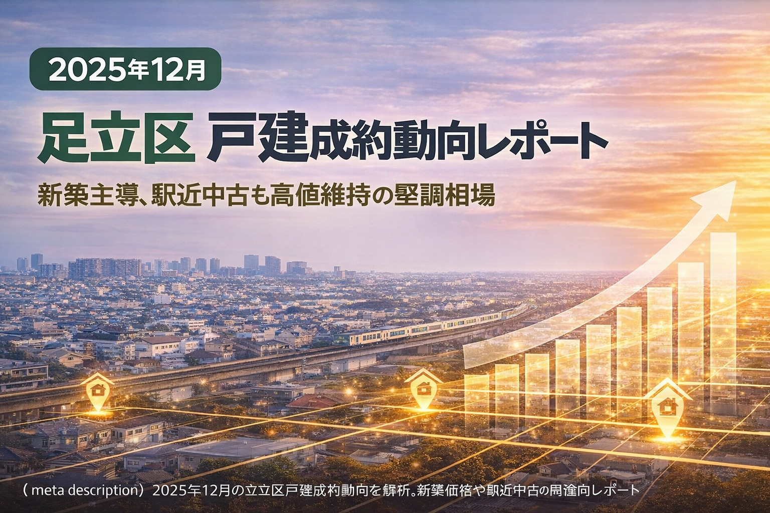 【2025年12月】足立区 戸建成約動向レポート ― 新築主導、駅近中古も高値維持の堅調相場 ―の画像