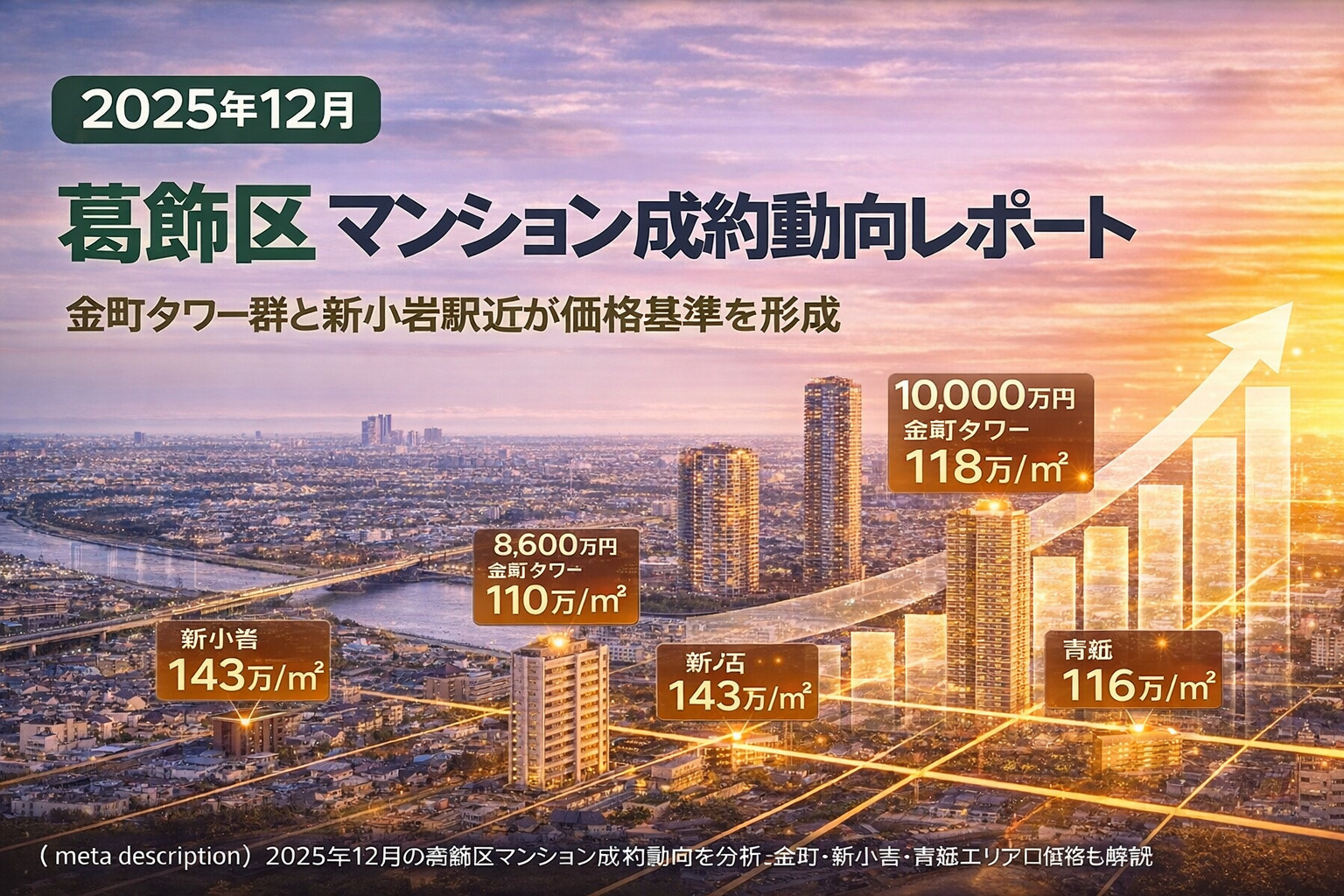 【2025年12月】葛飾区マンション成約動向レポート ― 金町タワー群と新小岩駅近が価格基準を形成 ―の画像