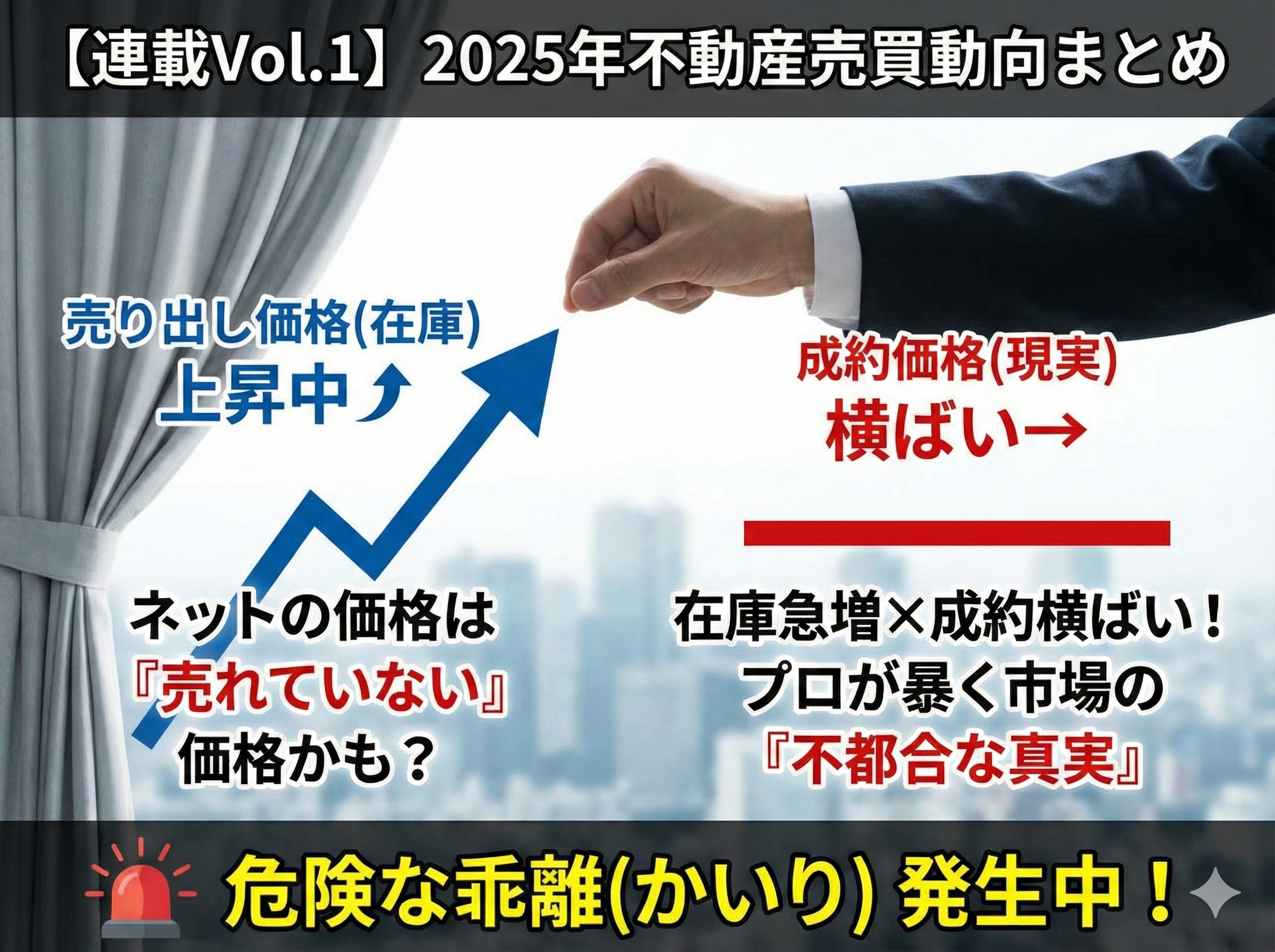 【2025年不動産売買動向まとめ】1.ネットの価格は「売れていない価格」かも？在庫と成約の乖離とはの画像