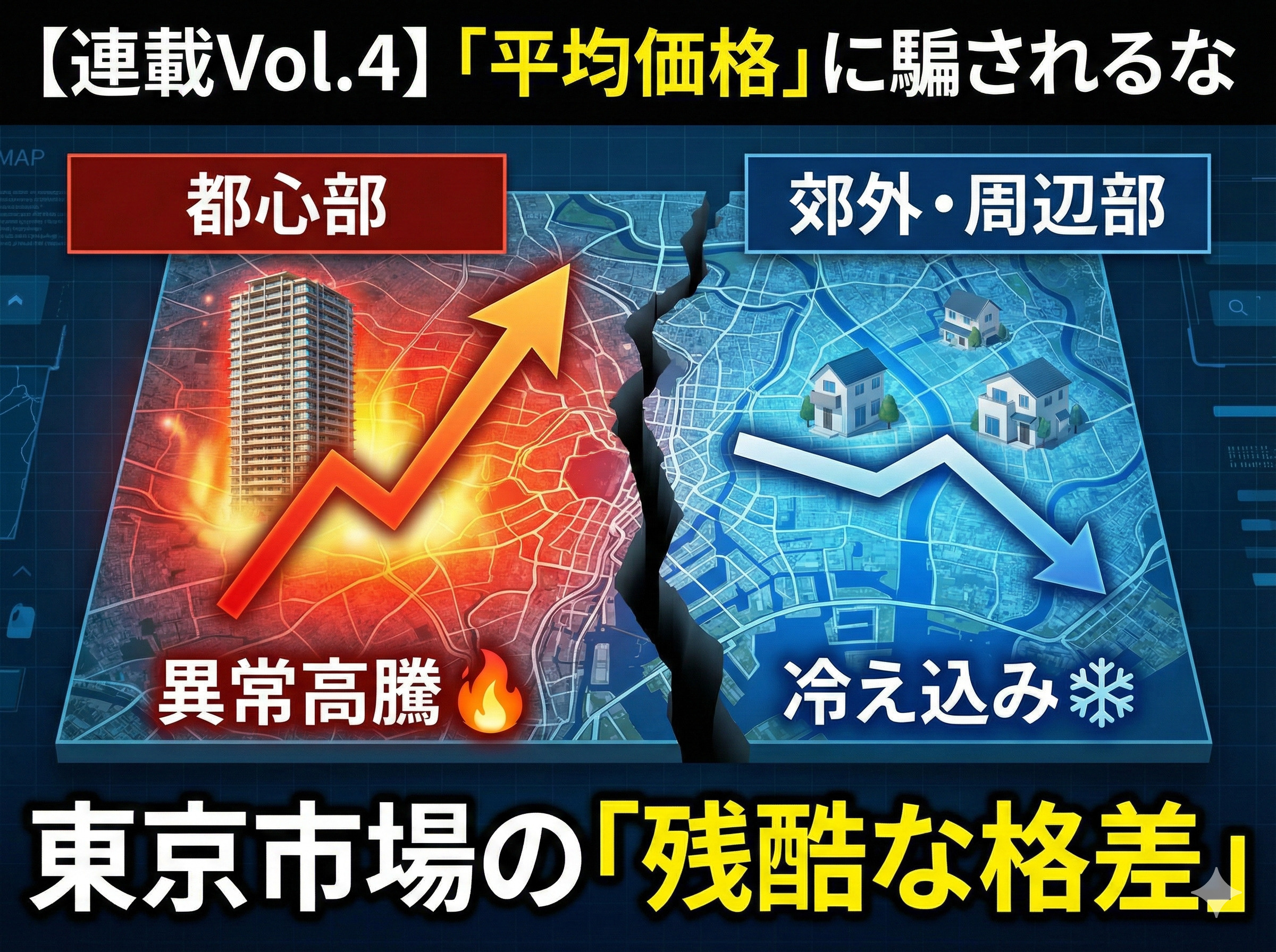【2025年不動産売買動向まとめ】4.「平均価格」に騙されるな。東京23区の異常高騰と、郊外の冷え込みが生む「残酷な格差」の画像