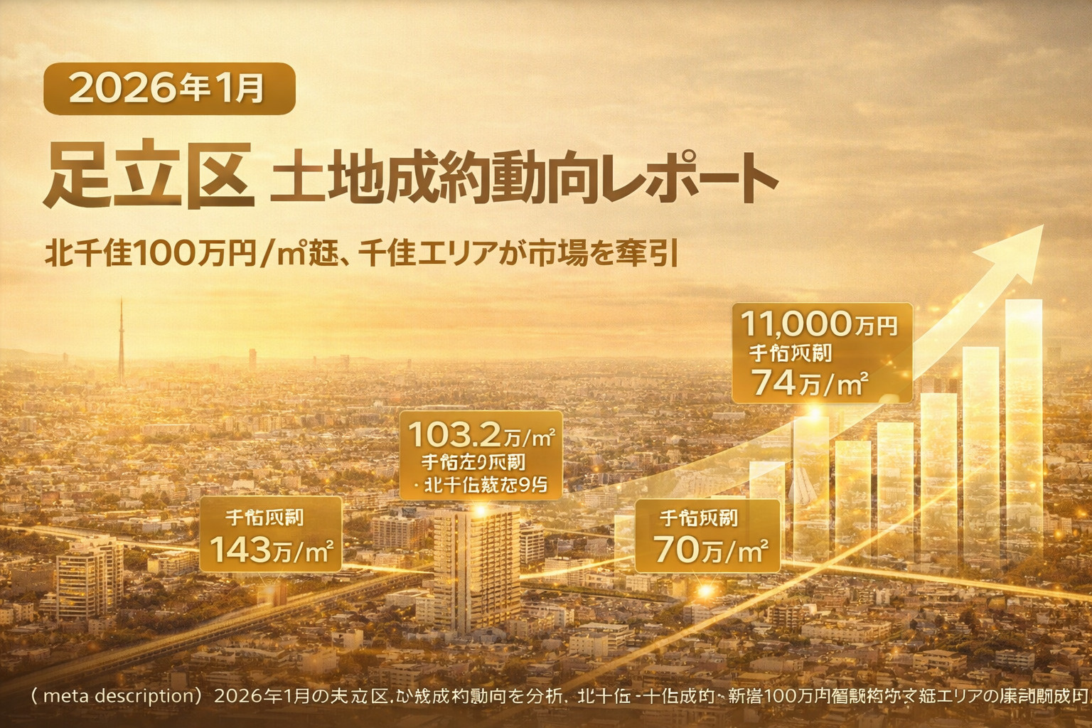 【2026年1月】足立区 土地成約動向レポート ― 北千住100万円/㎡超、千住エリアが市場を牽引 ―の画像