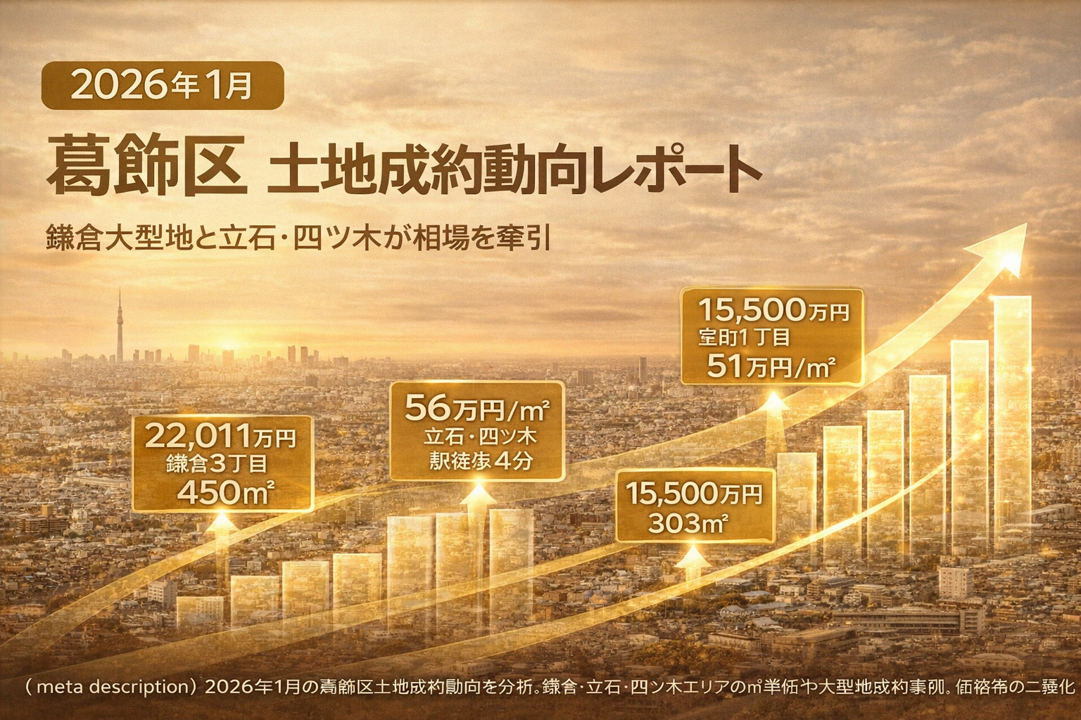 【2026年1月】葛飾区 土地成約動向レポート ― 鎌倉大型地と立石・四ツ木が相場を牽引 ―の画像
