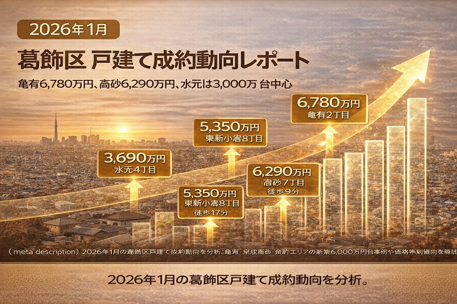 【2026年1月】葛飾区戸建て成約動向レポート ― 亀有6,780万円、高砂6,290万円、水元は3,000万円台中心 ―の画像